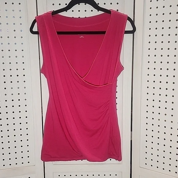 Soft Surroundings Size Small Sleeveless Deep V Neck Pink Crossover - Picture 1 of 5